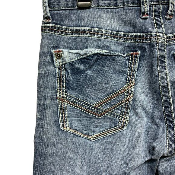 BKE Mens 33R Carter Straight Jeans Blue Denim Zip Fly Medium‎ Wash Stretch - Picture 5 of 16